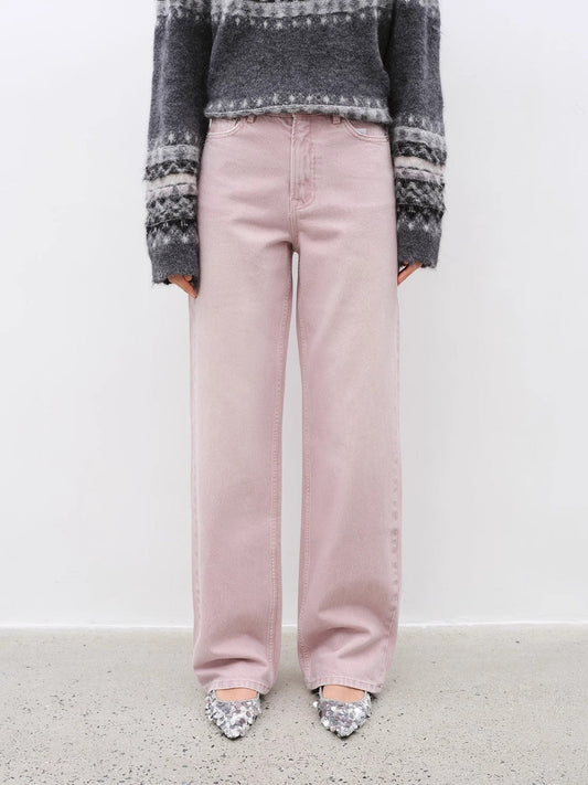 Fireladyfur Pink Vintage Straight Jeans – All-Match Casual Denim