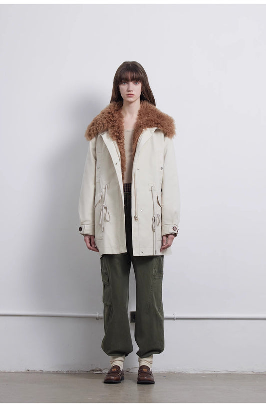 Green Mile Miracle Loose Drawstring Down Removable Mid-Length Jacket