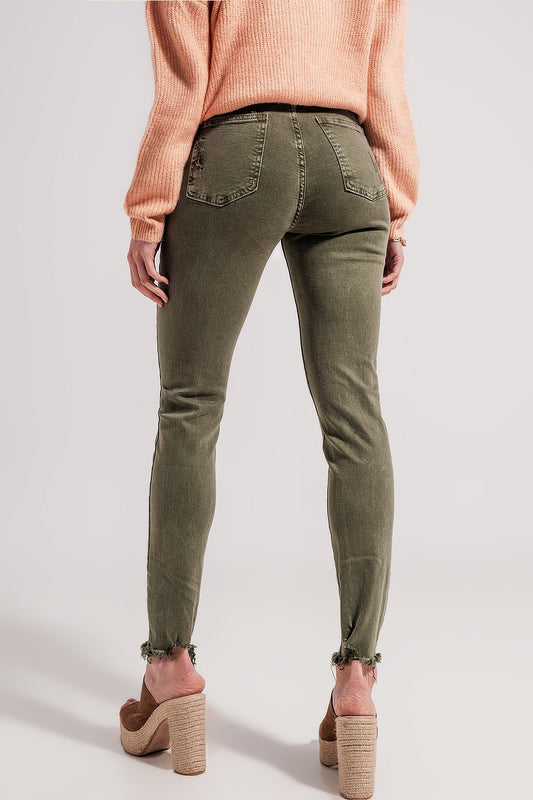 Ripped Green Skinny Jeans – Edgy Streetwear Essential
