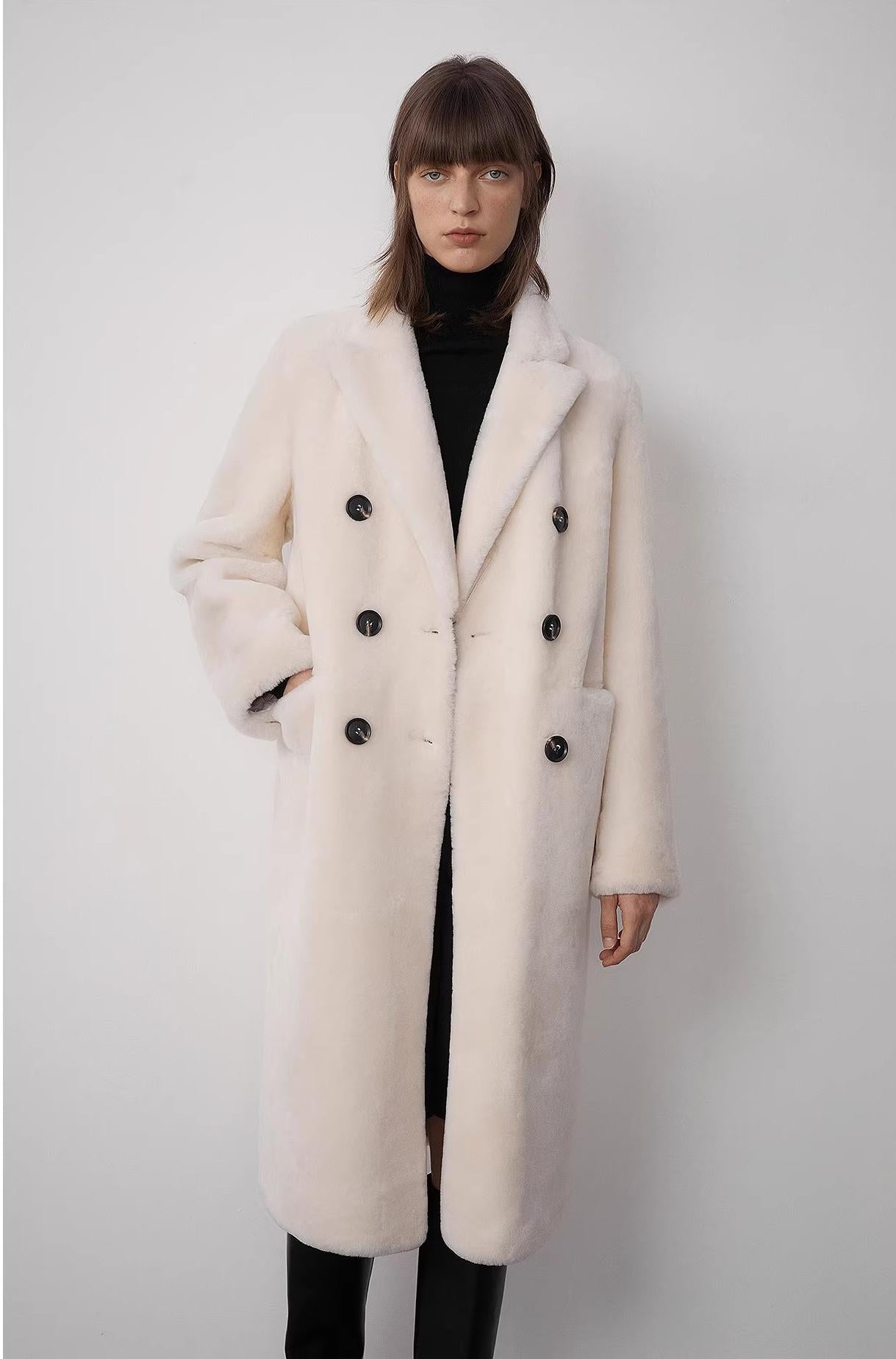 Merino Sheepskin Mid-Length Coat – Timeless Winter Elegance
