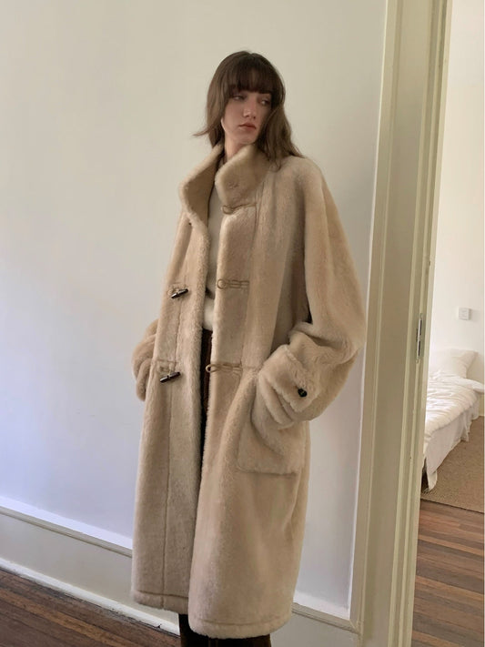Fireladyfur Long Sheepskin Jacket With Stand Collar