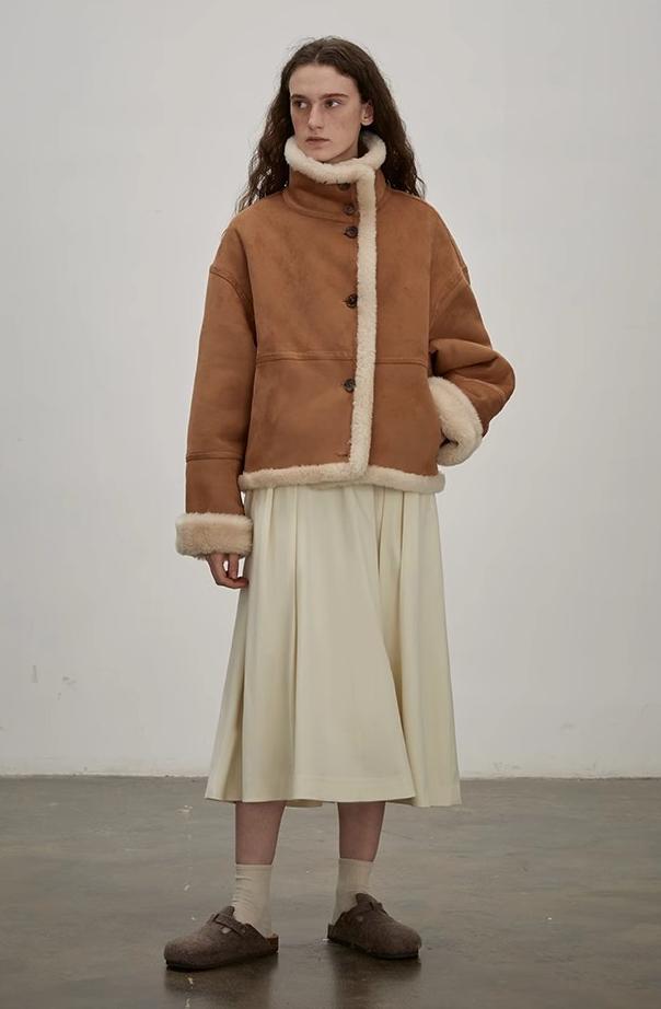 Fireladyfur Reversible Motorcycle Jacket – Wool & Suede Shearling