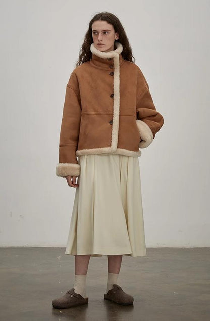 Fireladyfur Reversible Motorcycle Jacket – Wool & Suede Shearling