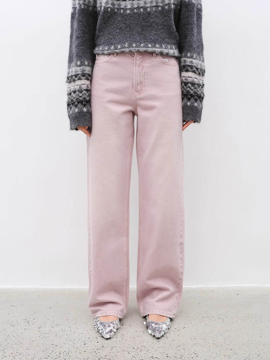 Fireladyfur Pink Vintage Straight Jeans – All-Match Casual Denim