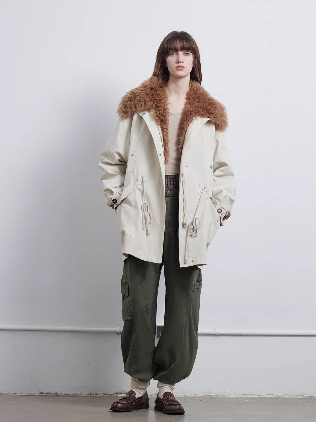 Fireladyfur Women's Removable Mid-Length Down Jacket