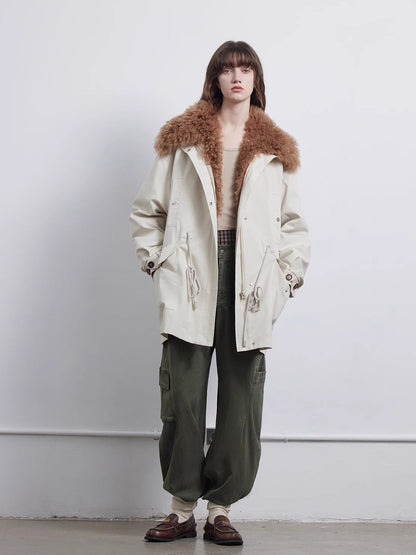 Fireladyfur Women's Removable Mid-Length Down Jacket