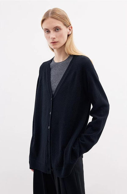 Australian Merino Wool V-Neck Loose Knit Cardigan