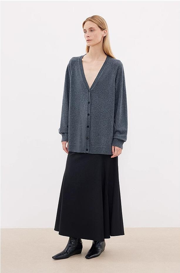 Australian Merino Wool V-Neck Loose Knit Cardigan