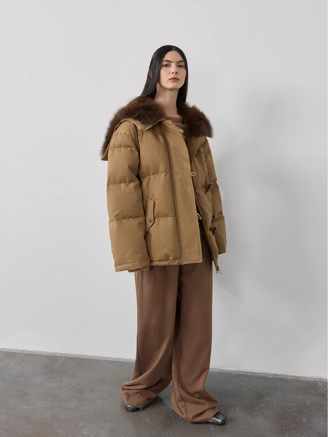 Fireladyfur Women's Down Parka – Luxe Fox Fur Navy Lapel