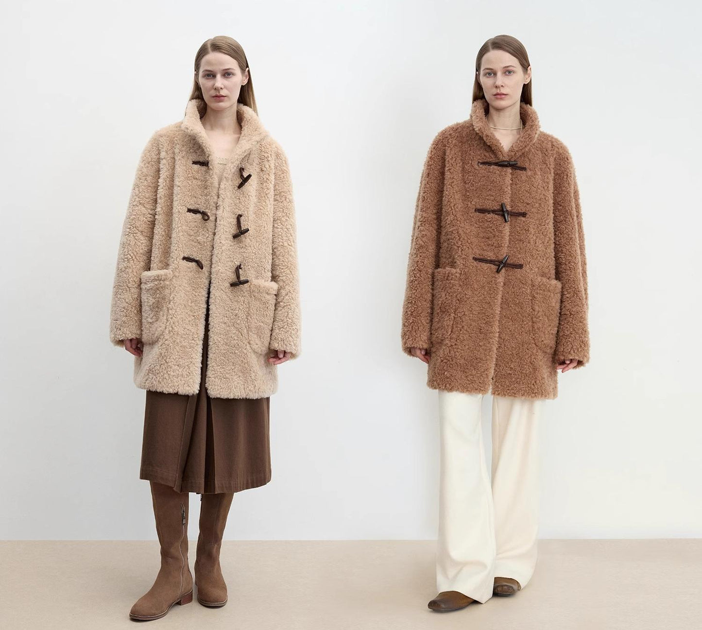 Curly Shearling Coat Velvet Stick Button Stand Collar Jacket