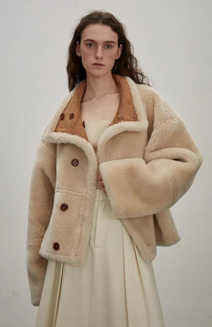 Fireladyfur Reversible Motorcycle Jacket – Wool & Suede Shearling