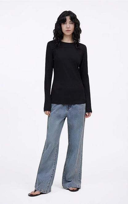 Deconstructed Slim-Fit Long Sleeve T-Shirt