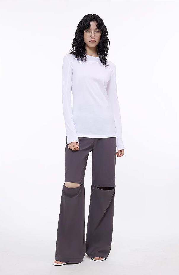 Deconstructed Slim-Fit Long Sleeve T-Shirt