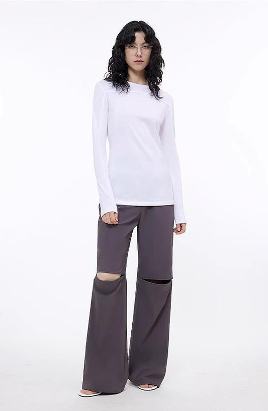 Deconstructed Slim-Fit Long Sleeve T-Shirt