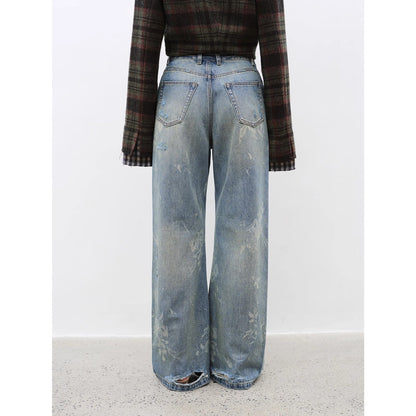 Retro Printed Layered Bootcut Jeans – Vintage Street Chic