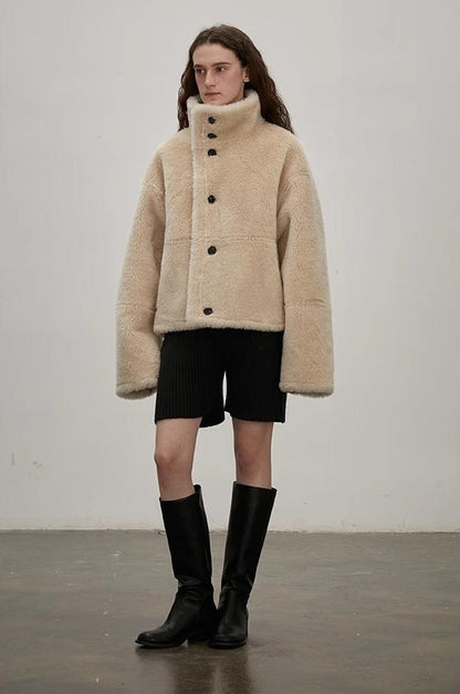 Fireladyfur Reversible Motorcycle Jacket – Wool & Suede Shearling