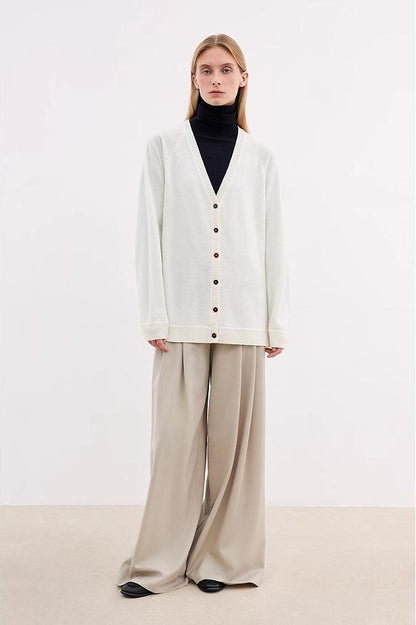 Australian Merino Wool V-Neck Loose Knit Cardigan