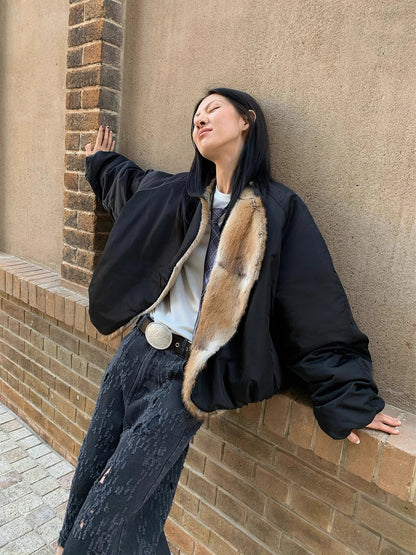 Fireladyfur Women's Short Parka Jacket