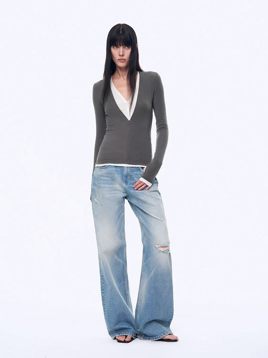 Handmade Whisker Flared Jeans – Spring Blue Wash