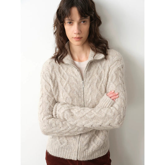 Vintage Mohair Wool Zipper Cardigan