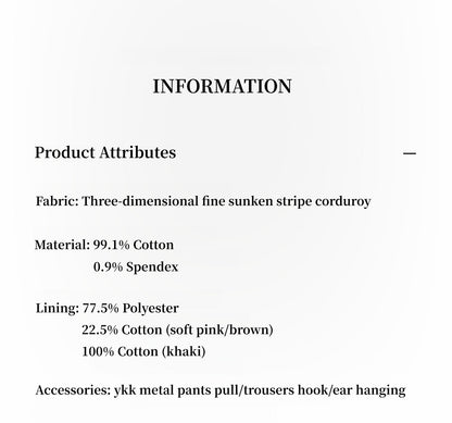 Road to Extraordinary Retro Corduroy Flared Trousers
