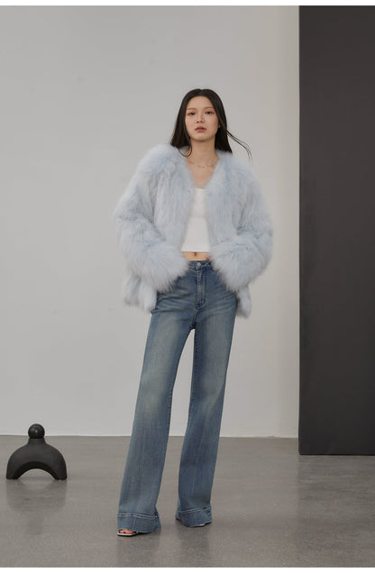 Fireladyfur Women's Finland Saga Fox Fur Fashion Cardigan