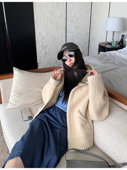 Fireladyfur Women's Hooded Merino Sheepskin Jacket