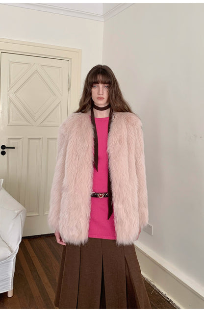 Fireladyfur Women's Finland Saga Fox Fur Fashion Cardigan