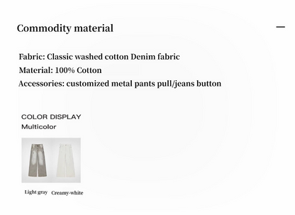 Heavy-Wash Light Gray Wide-Leg Jeans – Vintage Comfort & Style