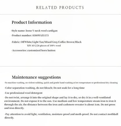 Australian Merino Wool V-Neck Loose Knit Cardigan