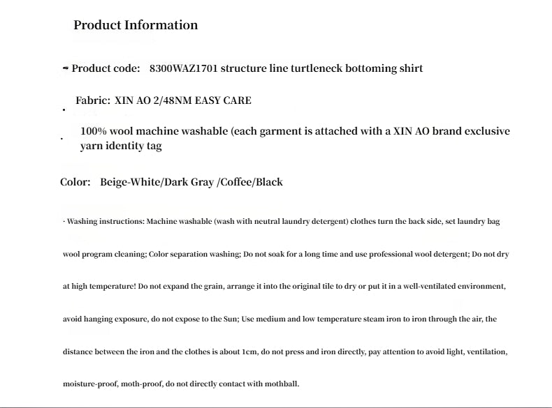 Machine Washable Wool Pile Collar Turtleneck