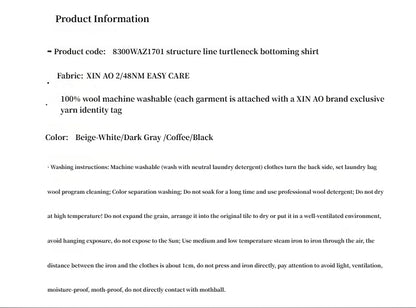 Machine Washable Wool Pile Collar Turtleneck