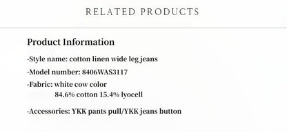 Customized Cotton Fabric Skin-Friendly Washed Drape Versatile Wide-Leg Jeans