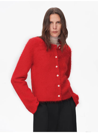 Albaca Alpaca Brushed Round Neck Cardigan