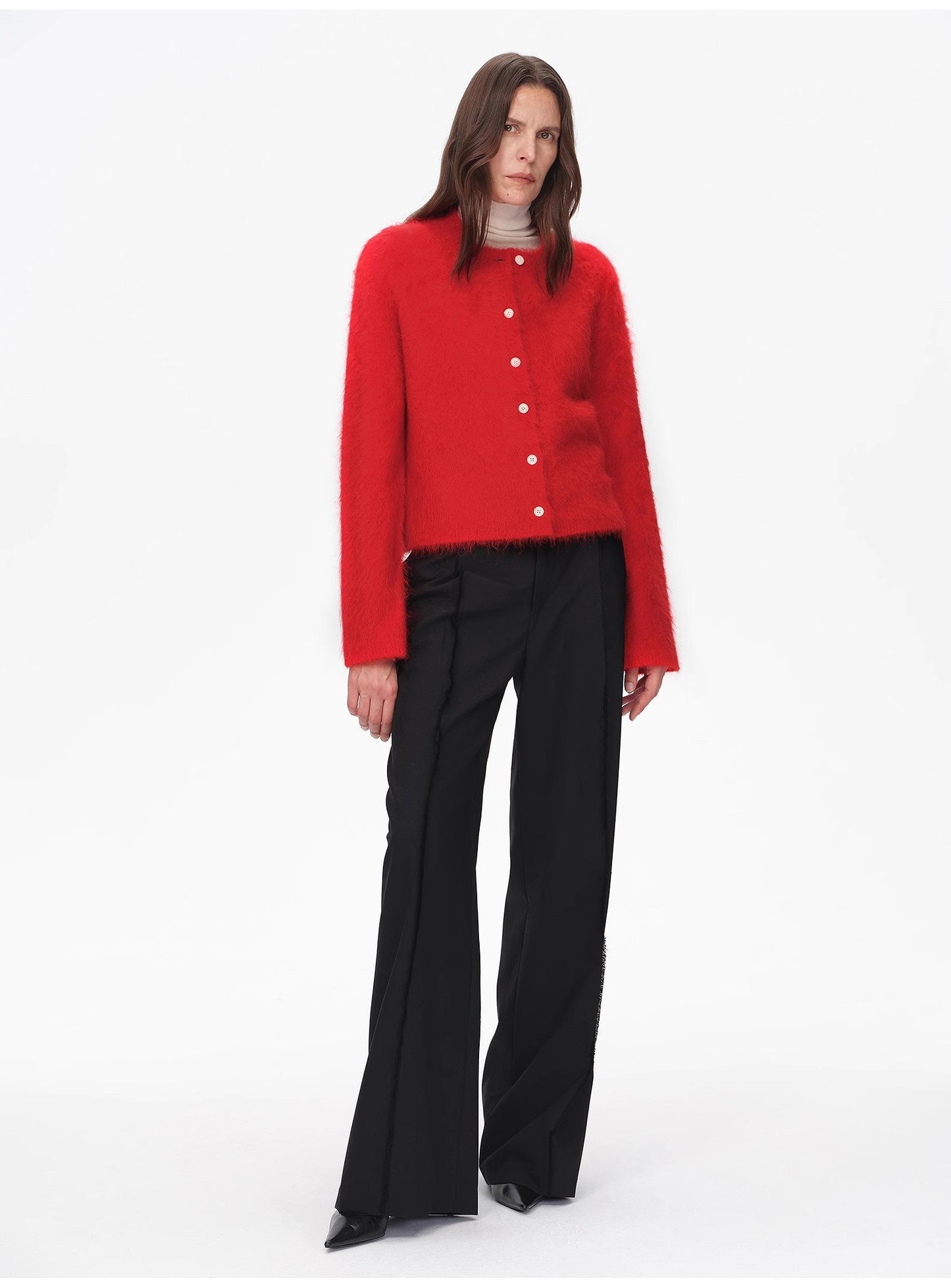 Albaca Alpaca Brushed Round Neck Cardigan