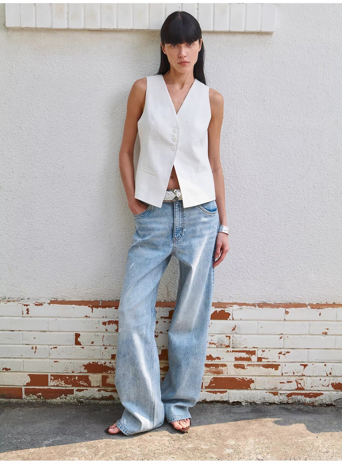 Distressed Dirty-Dyed Tencel Cotton Jeans – Vintage Glam Streetwear