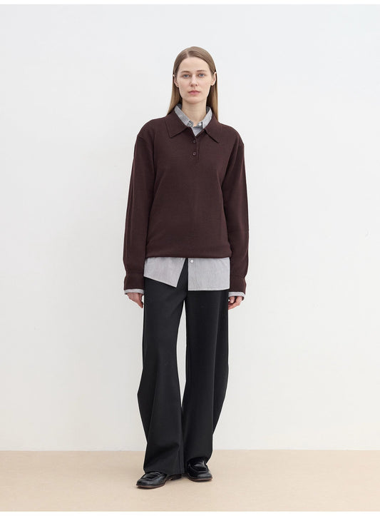 "Library Diary" Machine Washable Wool Polo Neck Top