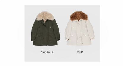 Fireladyfur Women's Removable Mid-Length Down Jacket