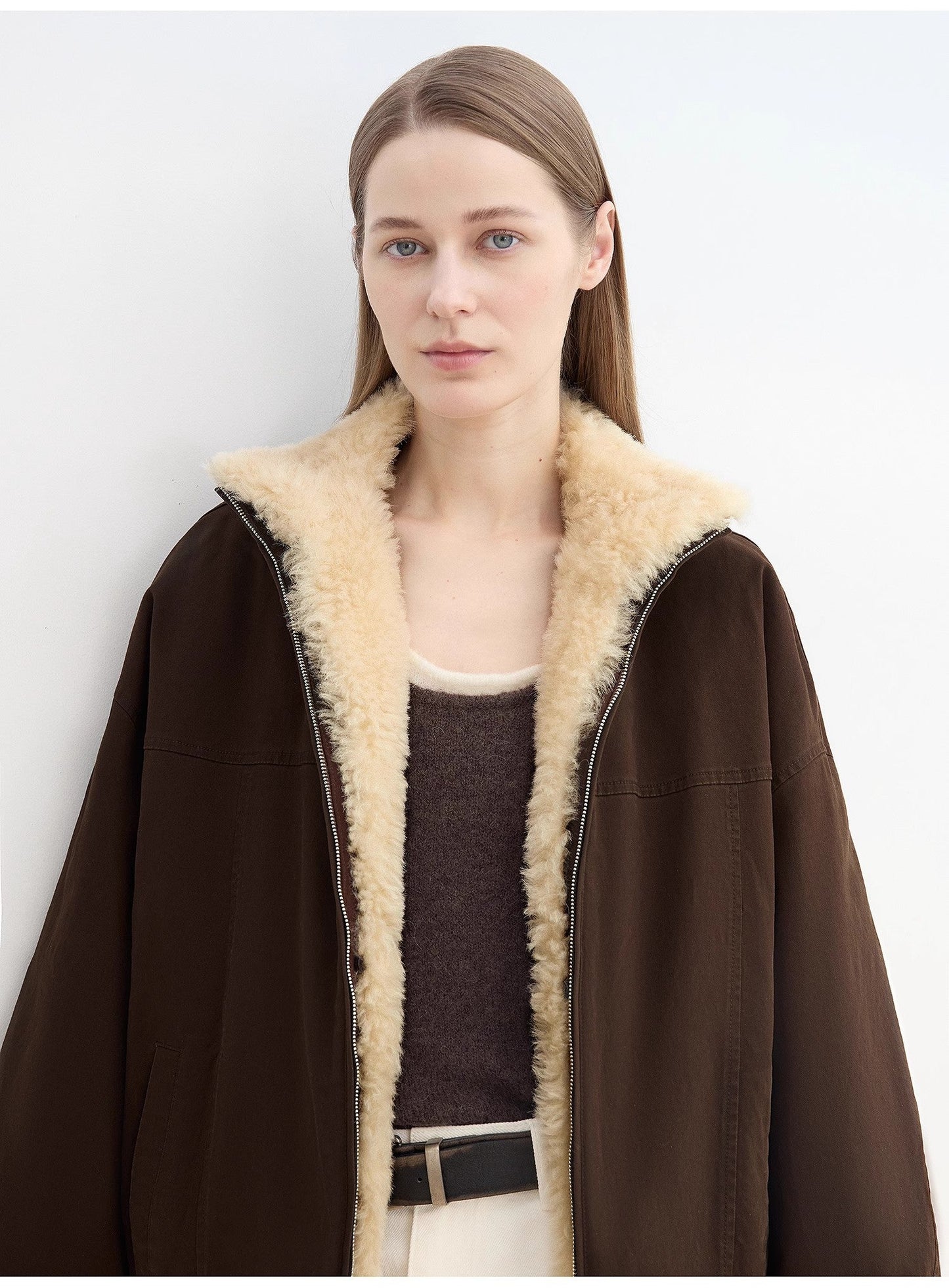 Detachable Shearling Collar Down Parka – Casual Chic Winter Warmth