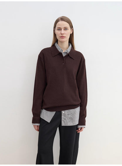 "Library Diary" Machine Washable Wool Polo Neck Top