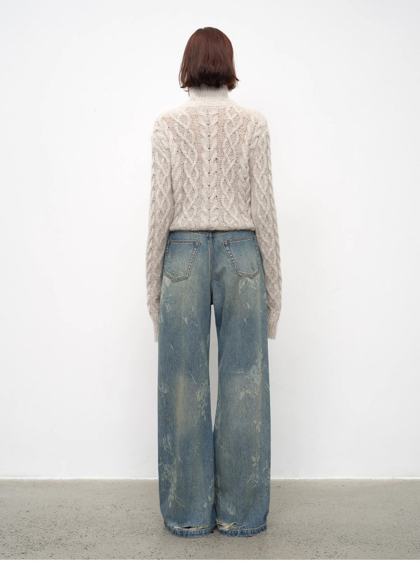 Retro Printed Layered Bootcut Jeans – Vintage Street Chic