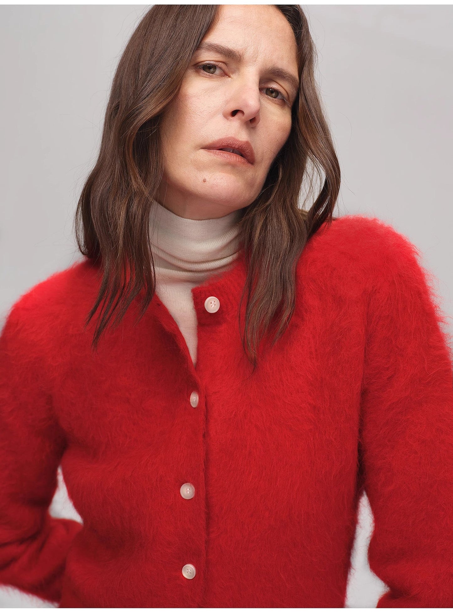 Albaca Alpaca Brushed Round Neck Cardigan