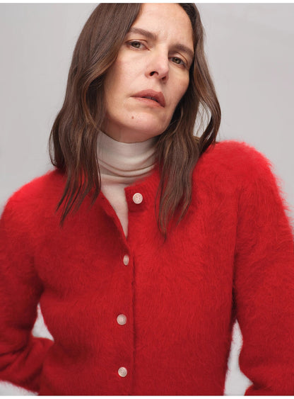 Albaca Alpaca Brushed Round Neck Cardigan