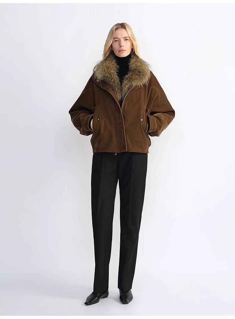 Loose Parka With Detachable Raccoon Fur Collar – Retro Chic Winter