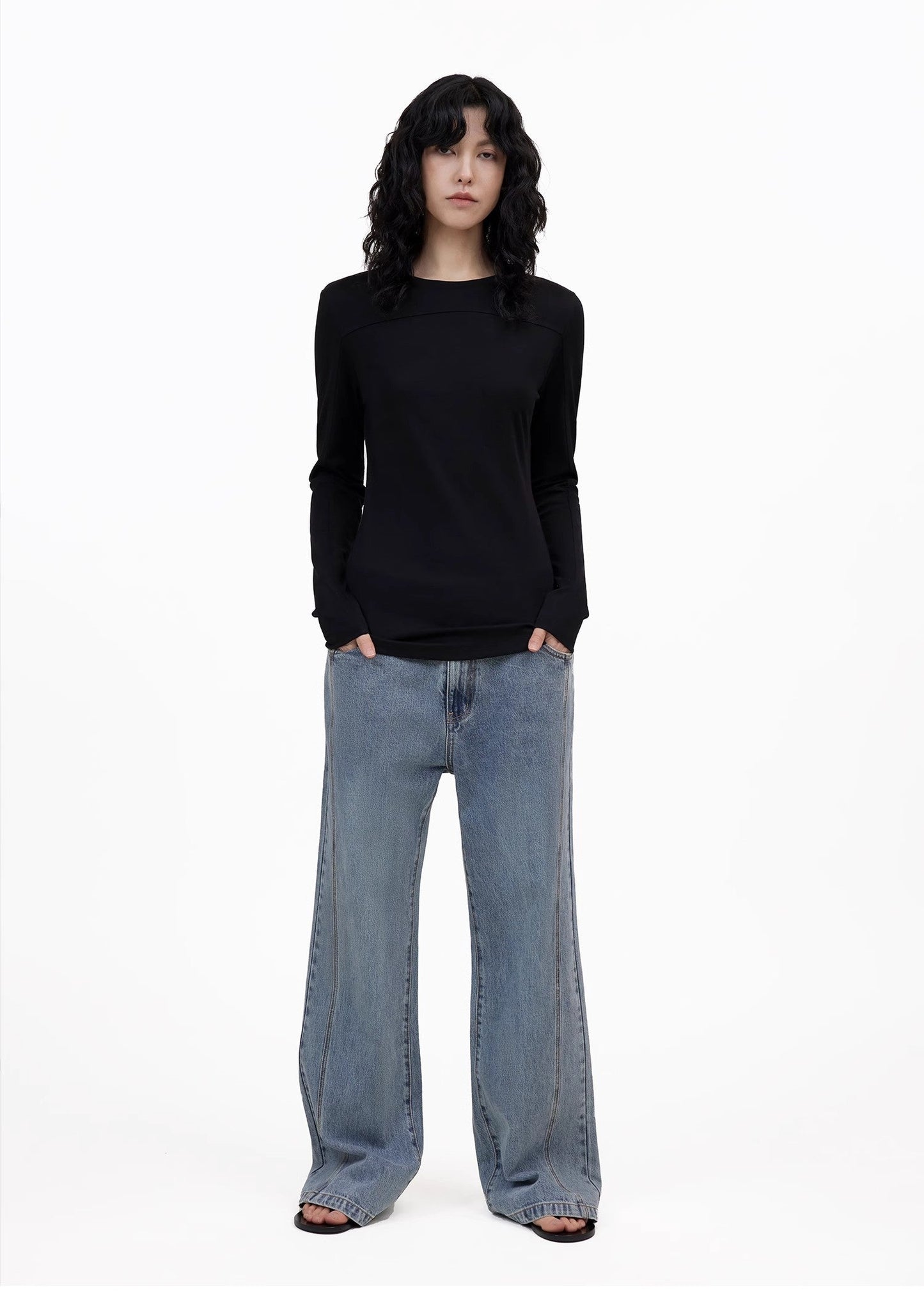 Deconstructed Slim-Fit Long Sleeve T-Shirt