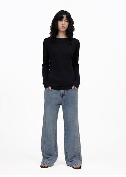 Deconstructed Slim-Fit Long Sleeve T-Shirt