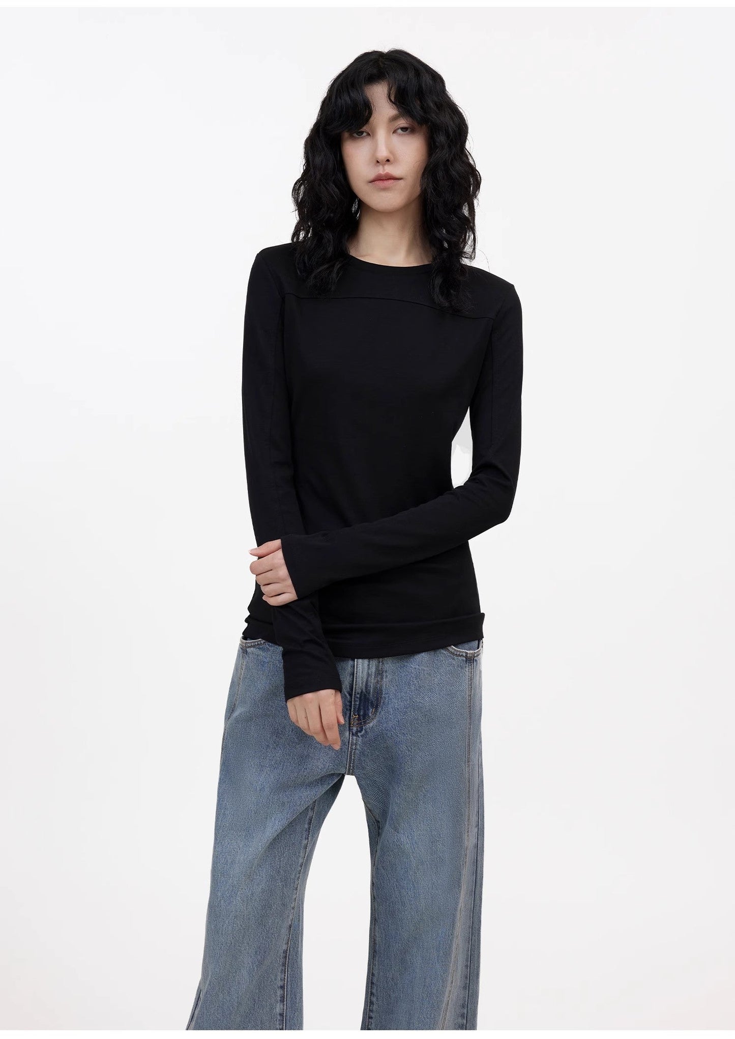 Deconstructed Slim-Fit Long Sleeve T-Shirt