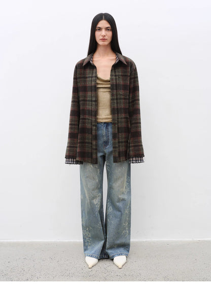 Retro Printed Layered Bootcut Jeans – Vintage Street Chic