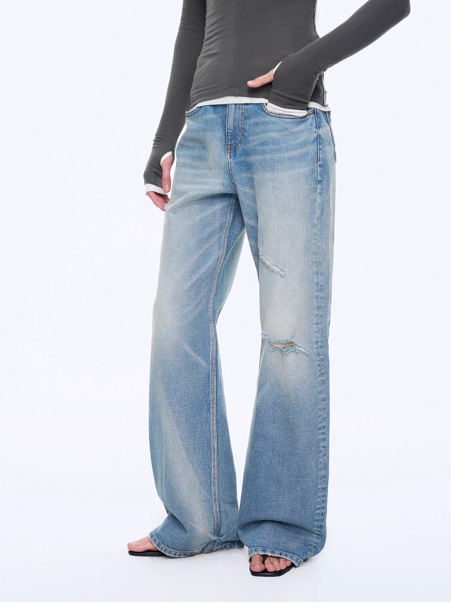 Handmade Whisker Flared Jeans – Spring Blue Wash