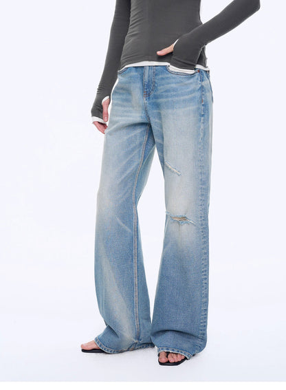 Handmade Whisker Flared Jeans – Spring Blue Wash